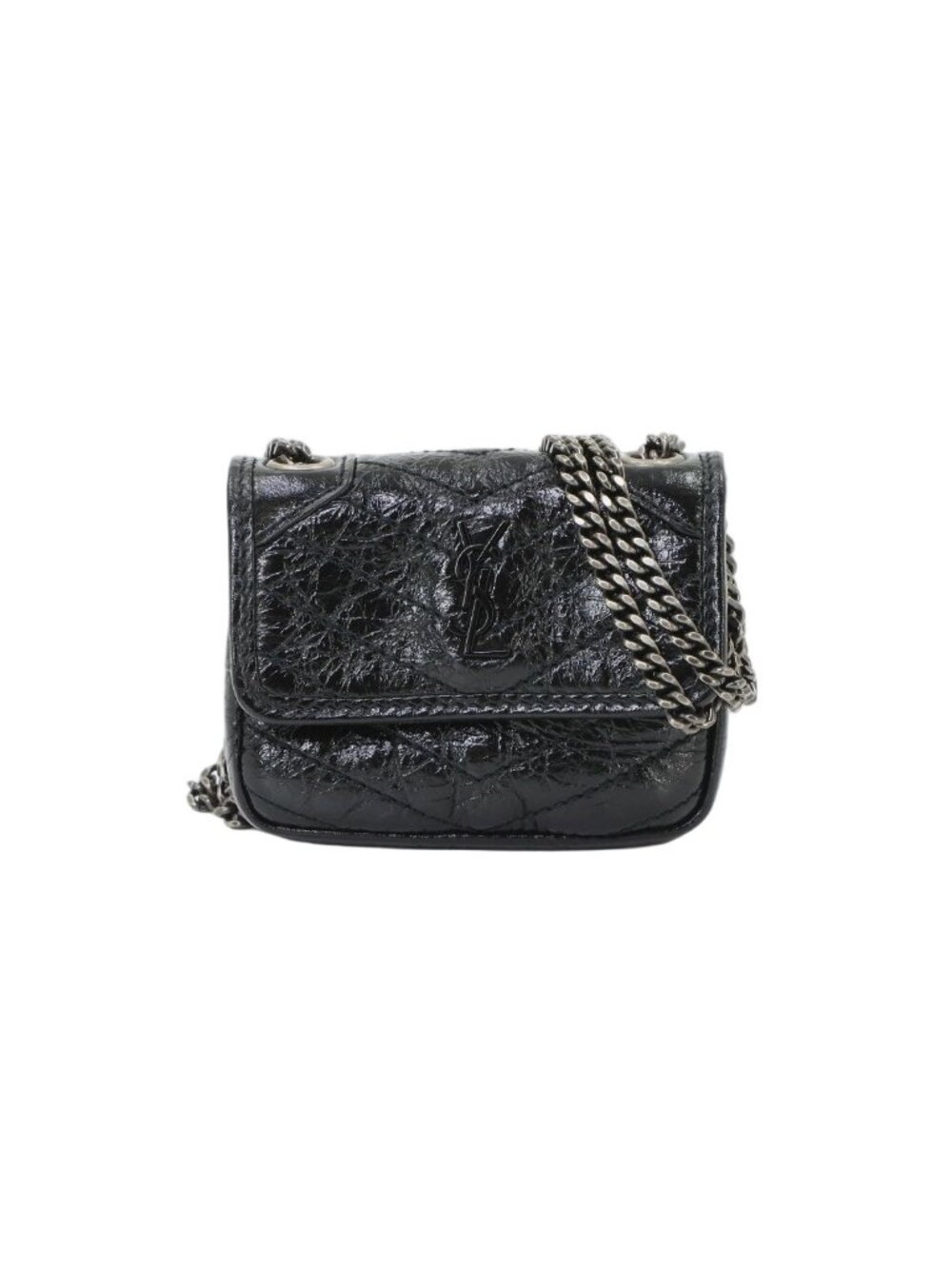 Saint Laurent Niki Chain Shoulder Pouch Leather Black